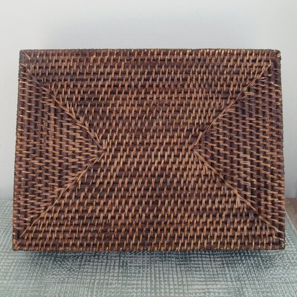 VTG Rattan Decorative LG Box w/ Lid and drawing ,Rectangular Woven for Display - Picture 9 of 16